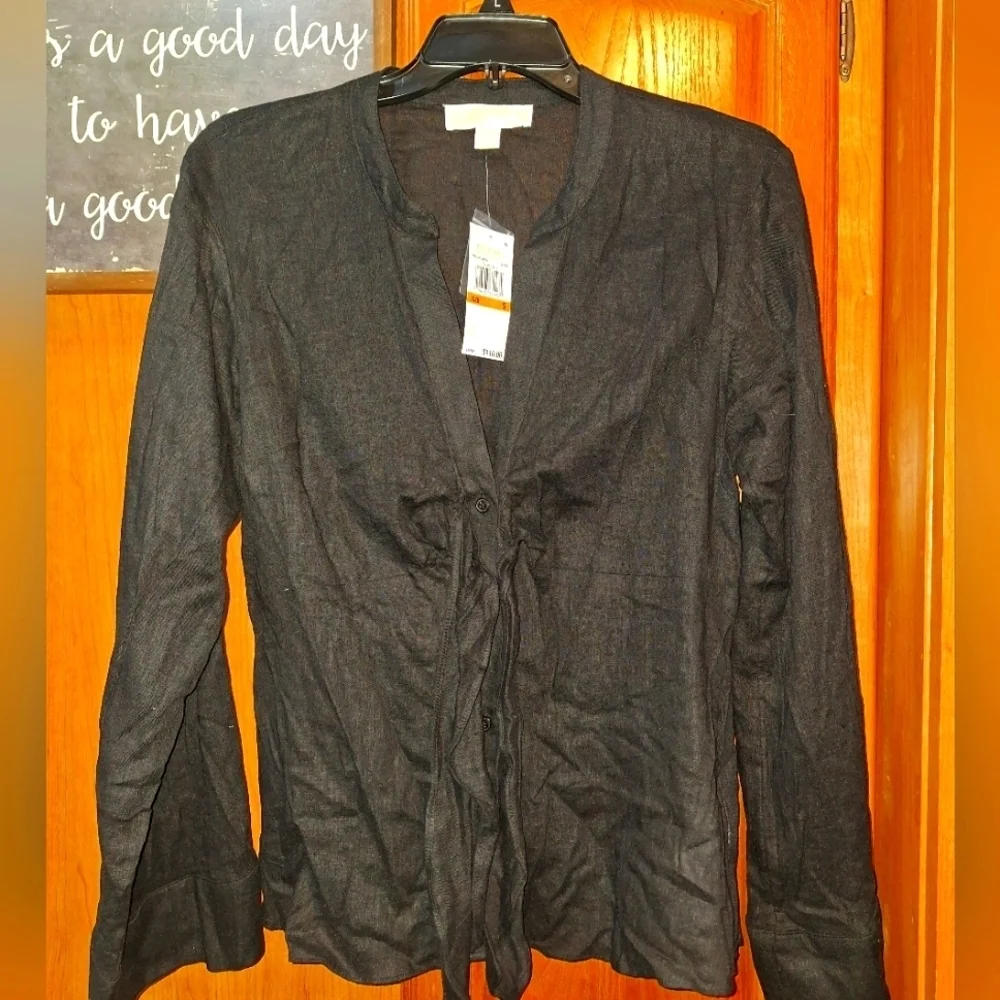 Michael Kors Black Long Sleeve Blouse In A Size Small. NWT. Witchy,Dark Academia